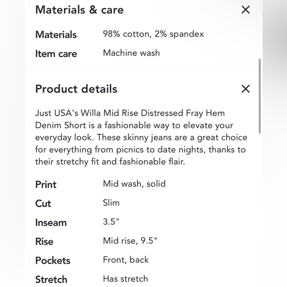 Mid Rise Distressed Fray Hem Denim Shorts - Picture 3 of 3